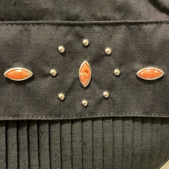 Vintage Chez California by Tandy Flowy Collared Drop Waist Midi Dress - Black - Picture 6 of 16